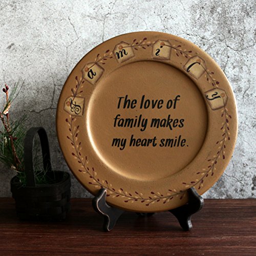 CVHOMEDECO. Primitive Country Wood Decorative Plate Round Vintage Display Wooden Family Plate Home DÃ©cor Art, 9-3/4 Inch