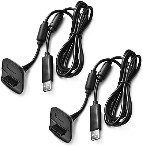 SunTrade 2 Pcs USB Charging Cable USB Charger For Xbox 360 Wireless Game Controller (2 pcs, Black)