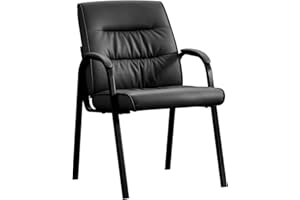 BoisKom Office Guest Reception Chair, Conference Room Chairs Waiting Room Chairs, Modern Leather Office Desk Chair No Wheels （Black）