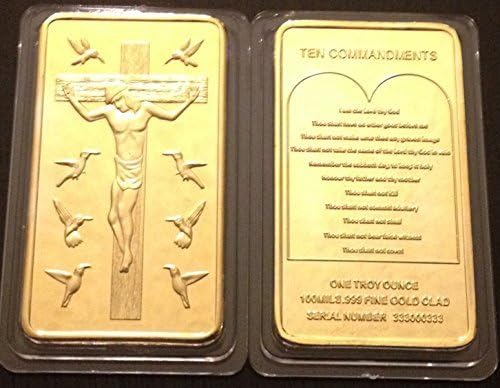 Jesus Ten Commandments Gold Bar