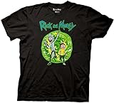 Rick and Morty Exiting Portal T-Shirt (XX-Large, Black)
