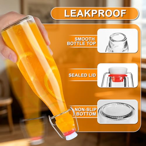 BUCOMTU 6 Stück 500ml Glasflaschen mit Bügelverschluss, Lebensmittelechter wiederverwendbare Glasbehälter, hermetisch verschließbar ideal für Fruchtsäfte, Speiseöl, Gewürze, hausgemachte Getränke