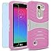LG K7 / Tribute 5 Case, INNOVAA Turbulent Heavy Duty Shockproof Kickstand Dual-Layer Rugged Armor Case W/ Free Screen Protector & Touch Screen Stylus Pen - White/Pink