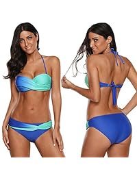 Conjunto de bikini bandeau para dama de dos piezas 2019 para dama Trajes de baño Traje de baño acolchado con efecto tie dye Push Up Halter Swimwear School Fashion