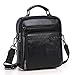 Langzu Mens Genuine Leather Crossbody Single-Shoulder Briefcase Messenger Handbag (black)
