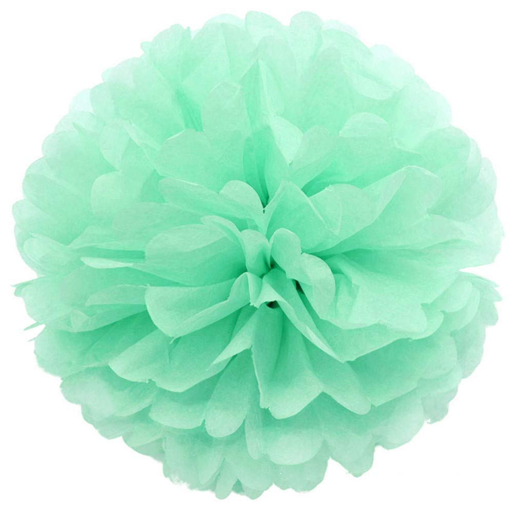 JZK 10pcs 25cm Celadon Green Tissue Paper Hanging pom poms Flower Ball Decorative Pompom Party Decorations for Wedding, Birthday, Baptism, Baby Shower, Holy Communion, Girls Bedroom