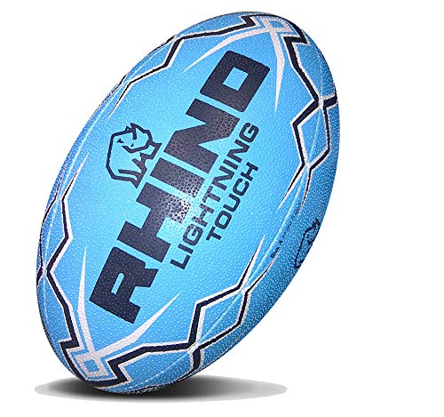 RHINO RUGBY Lightning Touch Rugby Ball (Blue) (Best Boots For Touch Rugby)