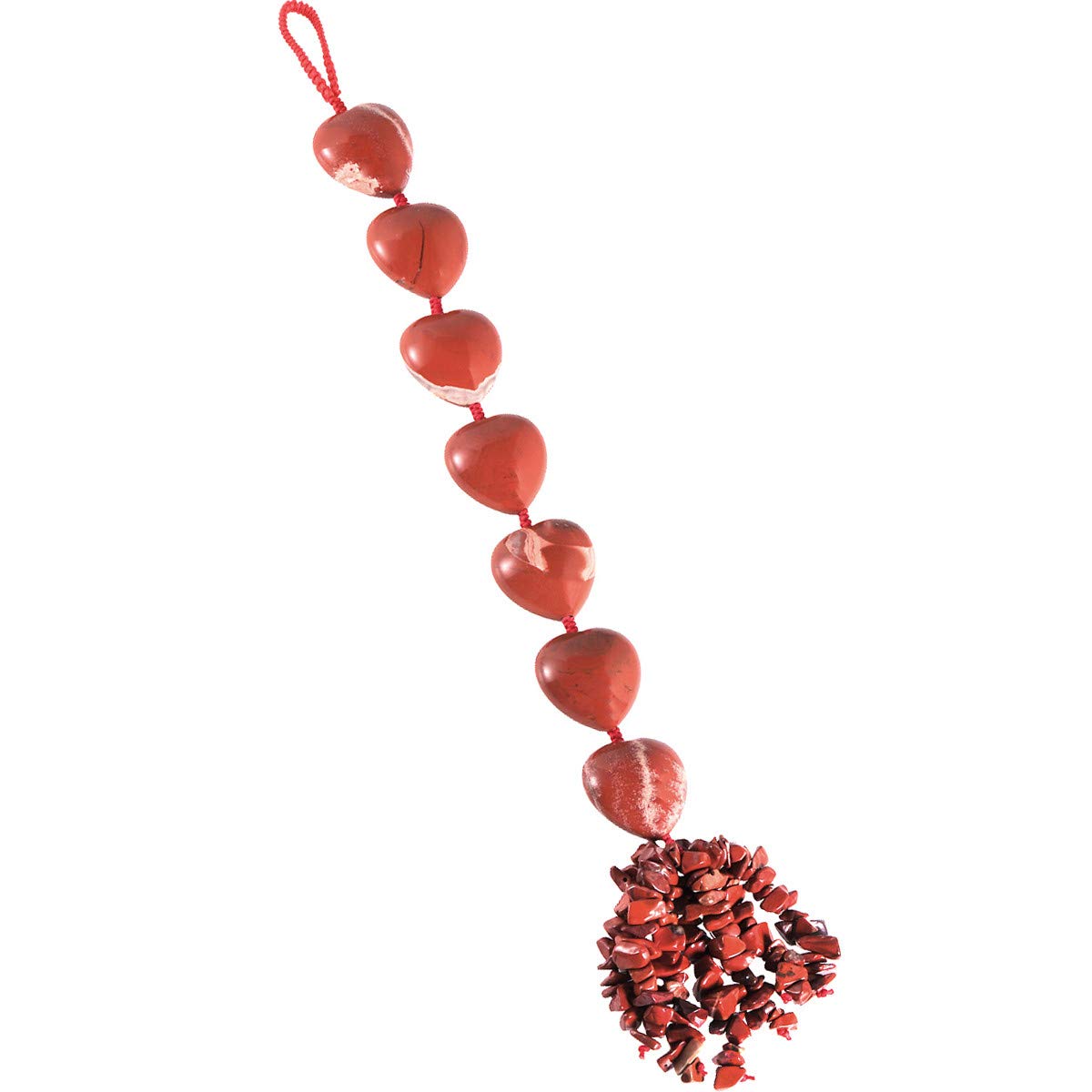 Nupuyai Red Jasper Heart Crystal Stone Hanging Ornament, Spiritual Healing Tumbled Gemstones Good Luck Fengshui Ornament for Car Home Decor, Reiki Yoga Meditation, 30-32cm