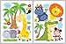 Animal Safari Jungle Vinyl Wall Decal for Kids Bedroom playroom - Decorative Art Stickers for Baby Girl Boy Wall Decor - Nursery Wall Stickers [24 Art clings] - Wall Decals for Boy - with Gift!