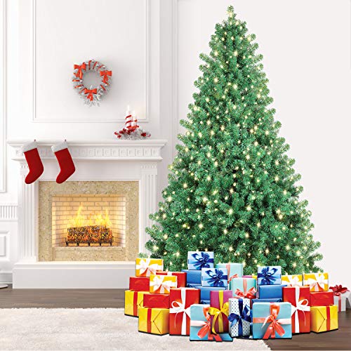 SHareconn 7.5ft Pre-Lit Premium Artificial Spruce Hinged Christmas Tree with 550 Clear Lights, 1800 Branch Tips and Metal Stand