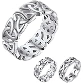 Bestyle Celtic Knot Band Rings for Men Women, Stainless Steel Irish Finger Ring Viking Wedding Bands Jewelry Gift Wedding Promise Gold Silver Black