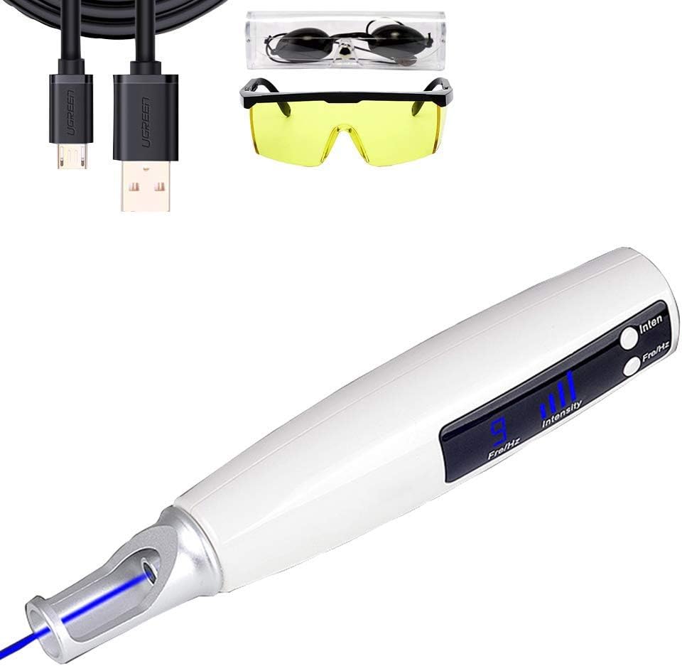 Rechargeable Wireless Picosecond Pen Handheld Blue Picosecond Pen Scar Tattoo Removal Melanin Diluting Device,Blue with English Manual