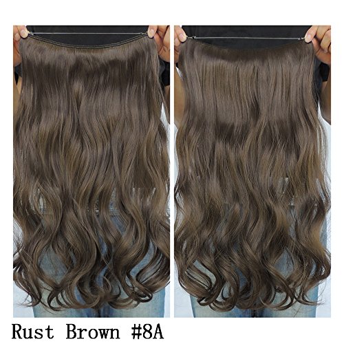 Secret Halo Hair Extensions Flip in Curly Wavy Hair Extension Synthetic Women Hairpieces 20" (Rust Brown #8A) - Thumbnail 7