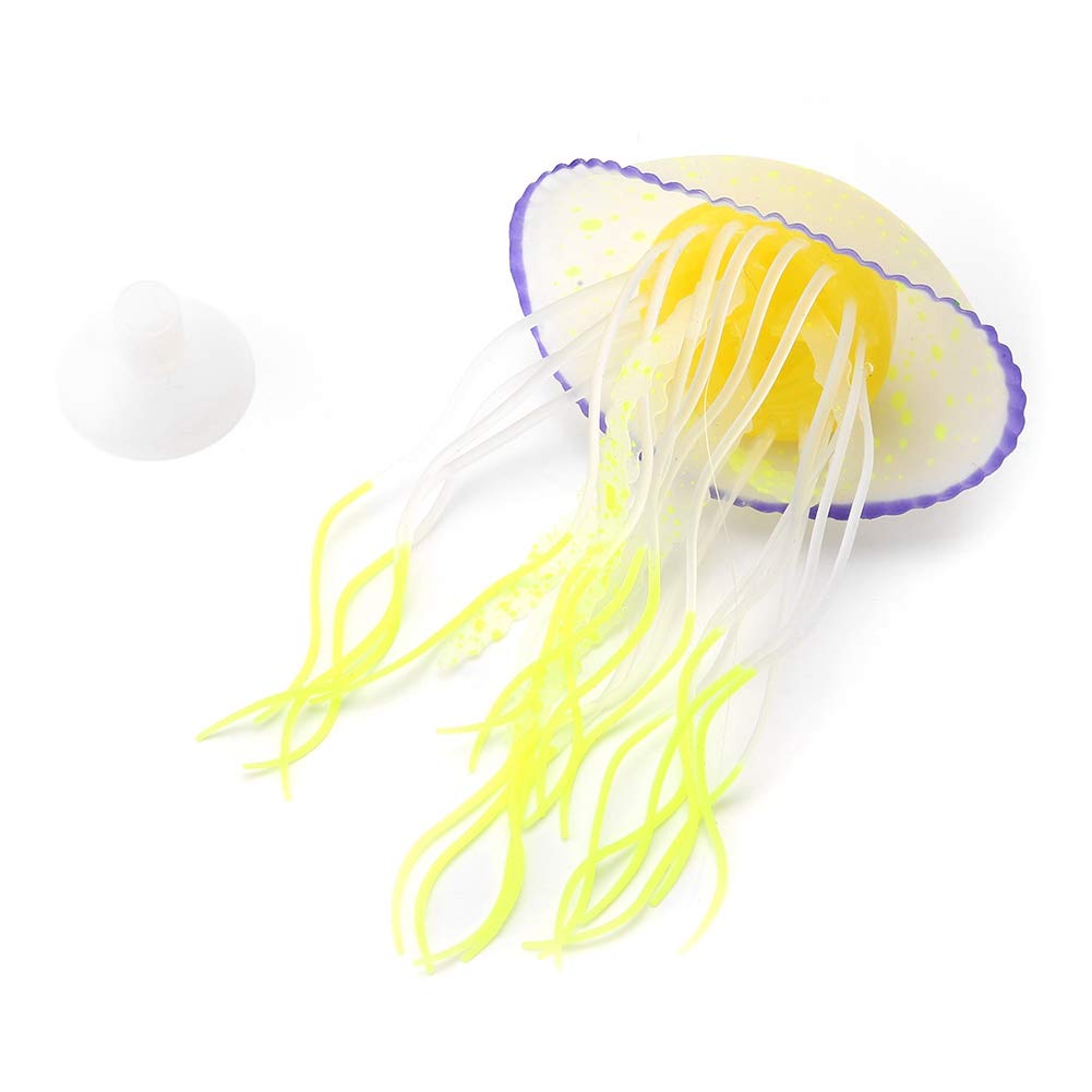 Pssopp Artificial Jellyfish Simulation Aquarium Decoration | Non-Toxic Safe Silicone Aquarium Ornament | Lemon Yellow