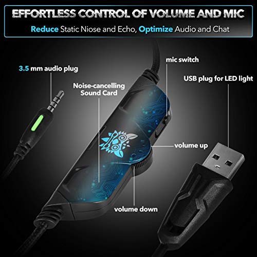 ONIKUMA Stereo [Updated] Gaming Headset PS4, Xbox One, PC, Enhanced 7.1 Surround Sound, Updated Noise Cancelling Mic Headphones, Soft Breathing Earmuffs, Mute & Volume Control Nintendo Switch Laptop - Thumbnail 4