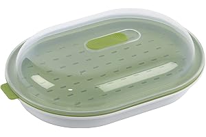 GoodCook BPA-Free Plastic Microwave Vegetable and Fish Steamer, Green