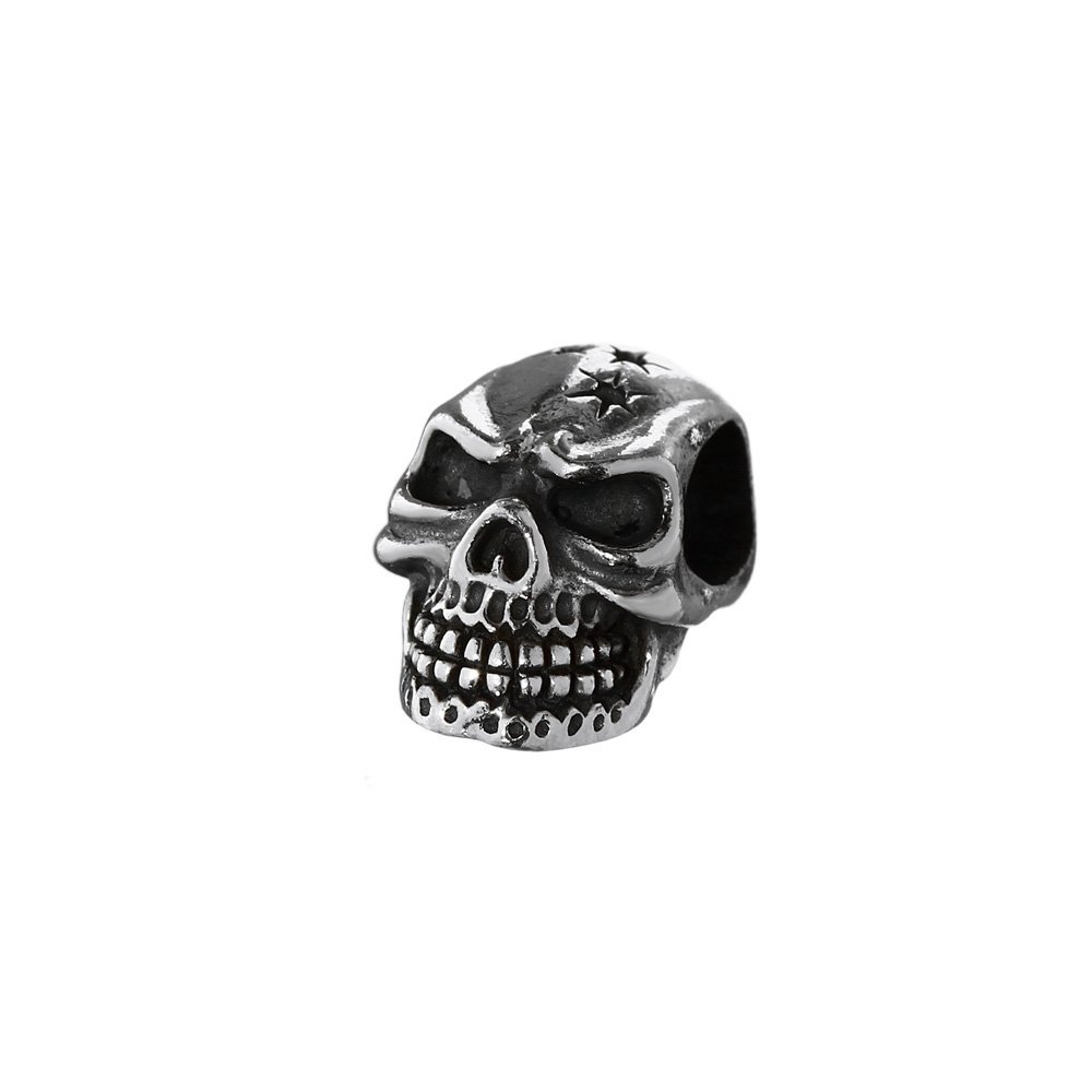 NKlaus pendant bead KULT skull with stars 925 sterling silver silver curly bead 6446