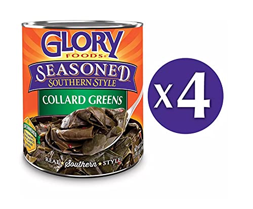 Glory Foods Seasoned Collard Greens 4-Pack | Gluten-Free Southern Vegetables Ready to Heat