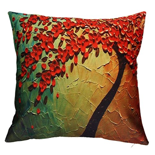 Napoo Clearance Pillow Case Sofa 3D Flower Tree Oil Printing Waist Throw Cushion Cover Home Decor (Yellow)