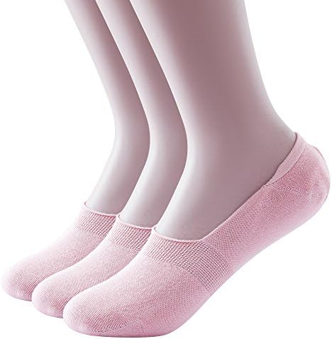 Beauttable Women's Seamless No Show Liner Socks 3 Pairs Low Cut Premium Bamboo Casual Non Slip Everyday (Pink)