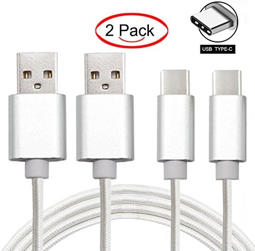 KENO USB Type C Cable,USB C to USB 2.0-3.3Ft Nylon Braided Cord Fast Charger with Reversible Connector for Huawei P9/P9 Plus,SAMSUNG GALAXY S8,HTC 10,Type C USB Devices,White(2 pack)