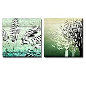 Illustration of Silhouetted of Leaves Over Green Watercolor...