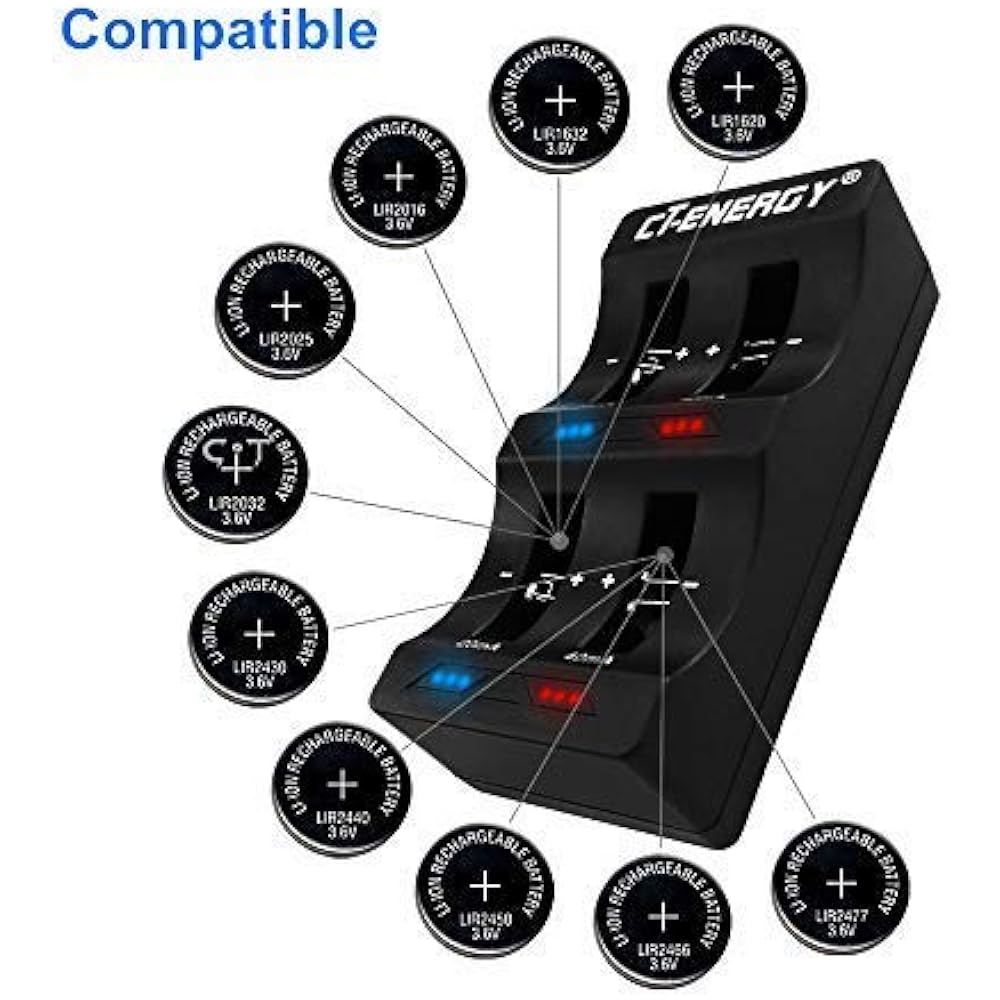Ct Energy Coin Button Cell Battery Charger Lir2032/2025/2450/2016