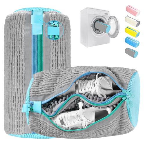 2 in 1 Improved Version Shoe Washing Bag for Shoes Washing Machine, 360° Cleaning, Reusable, Double Zipper Pocket