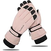 Feelorna Women Winter Ski Gloves, Waterproof Touchscreen Anti-Slip Snowboard Gloves for Skiing Sports