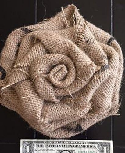 Giant Burlap Flower 8 in. or 5 in. Diameter BadAss Coffee Bean Ink Stamped Gunny Sack Rustic