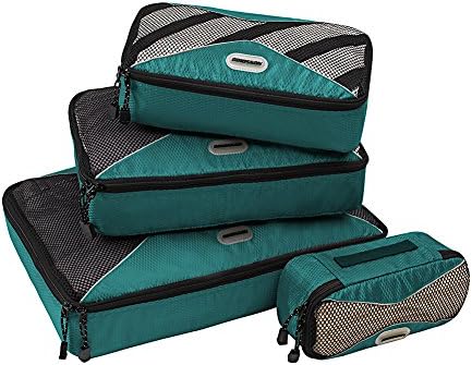 4 Pieces Lightweight Travel Luggage Packing Cube Organizers, Aquamarine