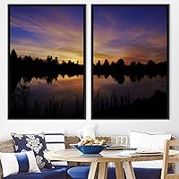 2 Piece Framed Canvas Wall Art Sunset Canvas Prints Home Artwork Decoration for Living Room,Bedroom - 16