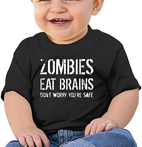 GuiH Zombies Eat Brains Boys &amp; Girls Toddler Raglan Cozy 100% Cotton Tee Unisex Black 6 M