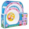 Peppa Pig Perfect Day Kids Tableware 3 Piece Reusable PP Plate, Bowl & Cup Children – Peppa, George Tumbler & Dinnerware…