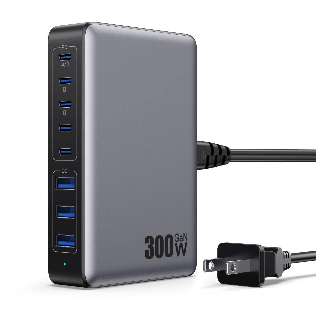 Photo 1 of USB C Charger 300W USB C Charger Block, 8-Ports GaN IV Fast Charging Station Hub, Dual PD 100W Laptop Charger Adapter,for MacBook Pro/Air/iPad/iPhone16/15/14/Apple Watch/DELL/Samsung for Home Office