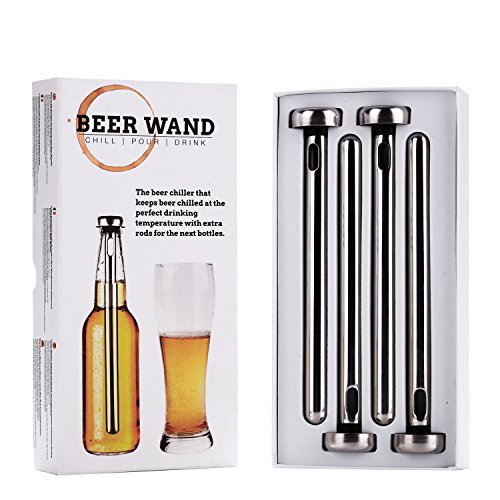 4 x Pack Beer Wand - The Ultimate Beer Chiller & Cooler for bottles. Get your Beer to its optimal temperature and keep it ice cold - no need to remove to drink or pour! Perfect beer gift!