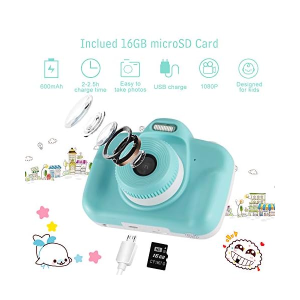 Kinderkamera Digital Kamera, Vannico Touch Screen Kinder Selfie Mini HD Kamera Mädchen Jungen, Digitalkamera für Kinder… – Bild 7
