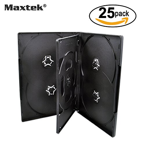 25 pack maxtek standard 14mm black six (6) disc dvd cas…