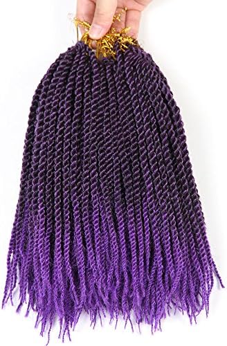 Saisity (6 Packs) Short Senegal Twist Hair Ombre Purple Hair Short Senegal Twist Crochet Hair Braiding Hair Synthetic Hair Extensions(#1/Purple)