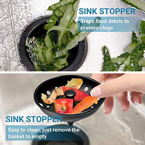 KONE Black Sink Basket Strainer Drain Stopper, 2 Pack Stainless Steel