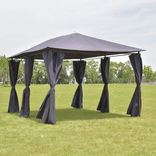 Outdoor 10'x13' Gazebo Canopy Tent Shelter Awning Steel Frame W/Walls Gray