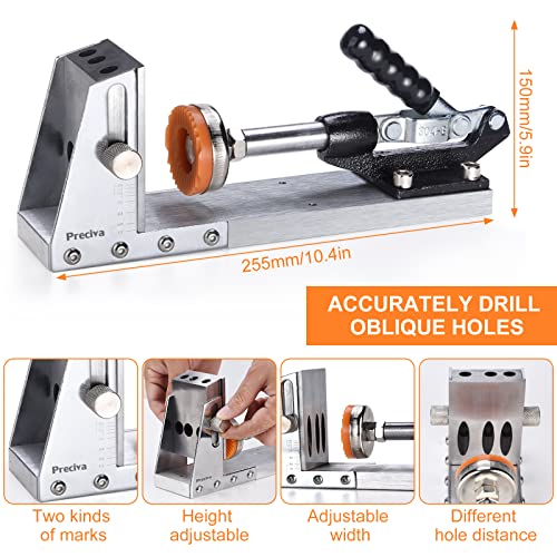 Preciva Pocket Hole Jig Kit, Upgraded AllMetal Woodworker Angle Holes