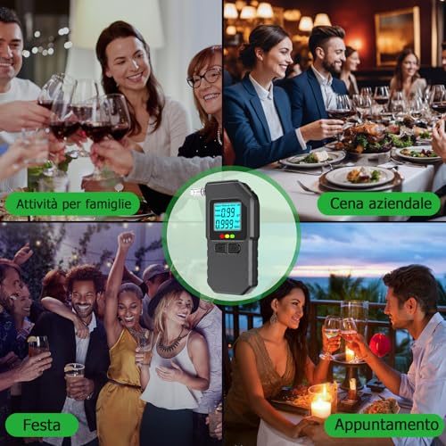 Super Barley Portable Breathalyser Certified Professional Alcohol Test, Digital Breathalyzer with LED Screen Display, with 20 Nozzles, for Personal Family and Professional Use