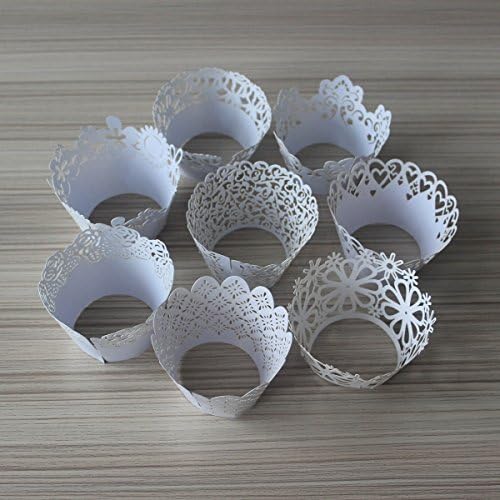 Sophiebella White Cupcake-Wrappers for Cupcake-Liners for Party, 60 pcs 5 Packs, Random 5 Styles
