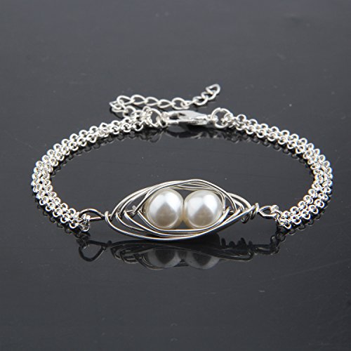 Peas in a Pod Necklace Bracelet Gift for Mother's Day (2 peas bracelet)