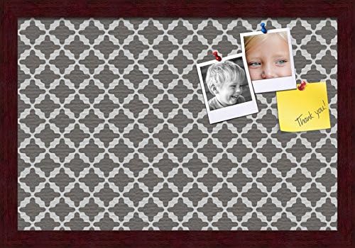 PinPix Decorative pin Cork Bulletin Board Made from Canvas, Retro Patterns 18 x 12 Inches (Completed Size) and Framed in Classic Mahogany Frame (PinPix-236)