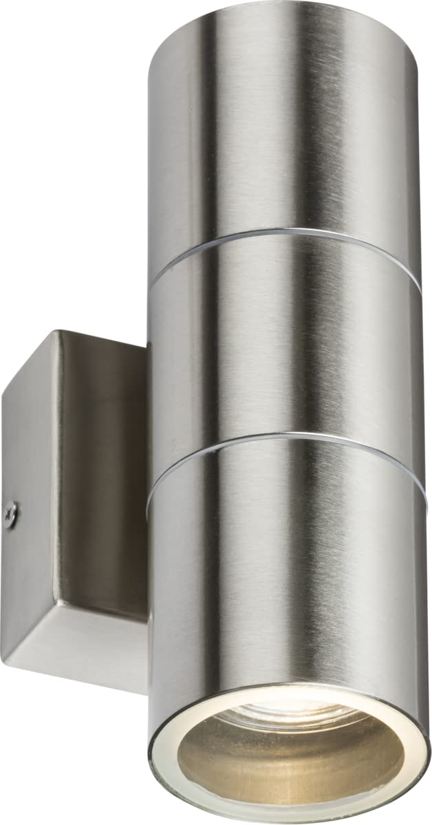 Single GU10 Outdoor Up and Down Wall Light in Brushed Chrome