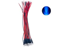 CLEISCRY 30pcs 12 Volt 3mm Flat top Blue LED Lights Emitting Diodes Pre Wired 7.9 Inch DC 12V LED Light Water Clear Lens Small LED Lamps (3mm Flat top, Blue (30pcs))