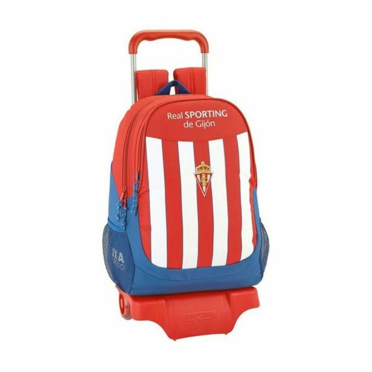 Real Sporting De Gijon Official School Backpack with Safta Trolley