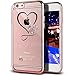 iPhone 7 Plus Case,Double-Lin Mini Love Heart Glitter Bling Crystal Rhinestone Diamonds Clear Rubber Plating Frame TPU Soft Silicone Bumper Case Cover for iPhone 7 Plus Rose